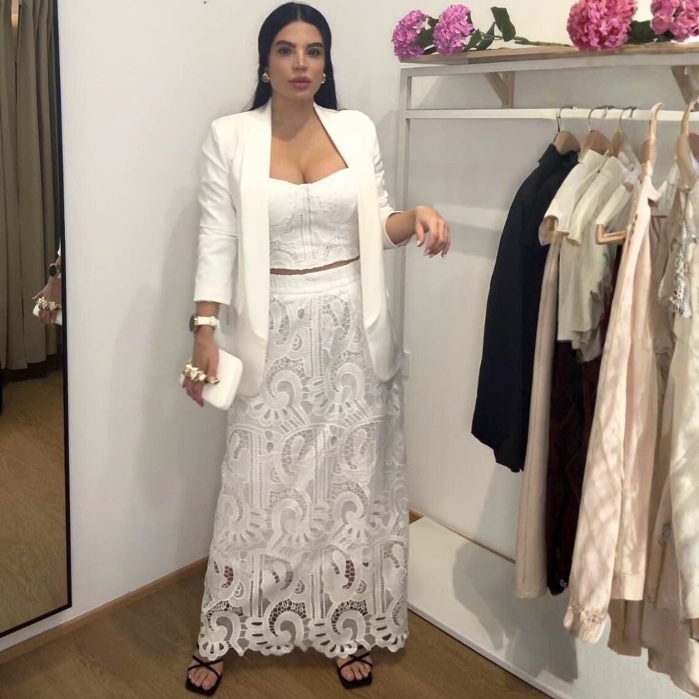 Conjunto falda top encaje